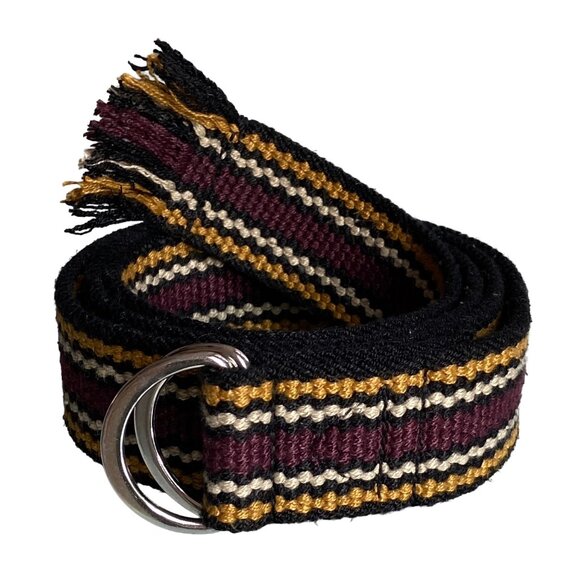 ISABEL MARANT RED BLACK GOLD STRIPE WEBBING WOVEN BELT - Picture 1 of 7